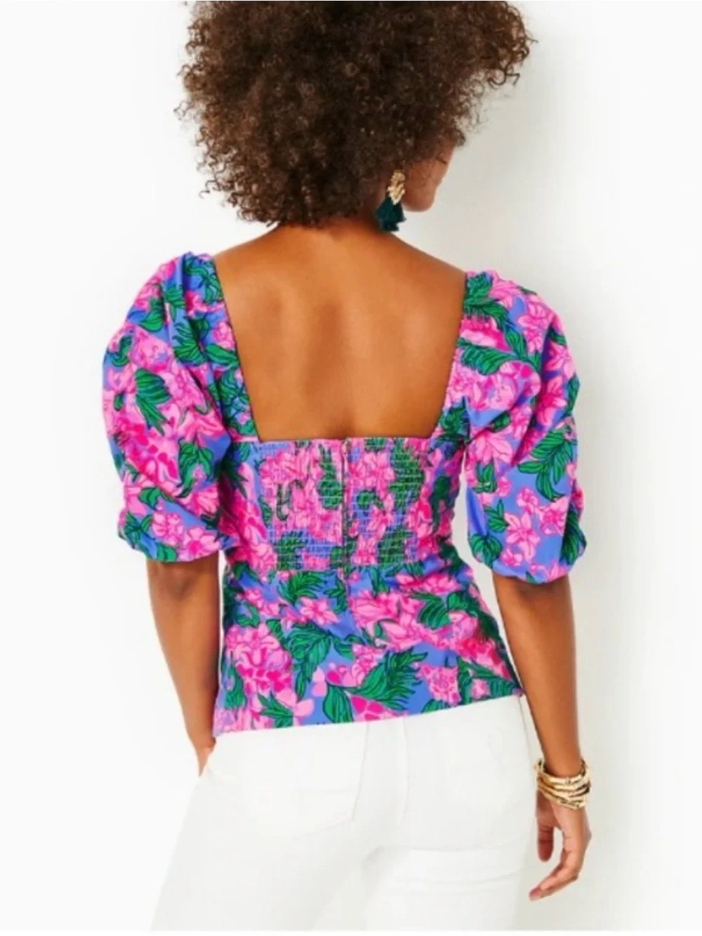 🌺Lilly Pulitzer Bitsy Stretch Cotton Top Cerise Pink Safari Sunset NWT